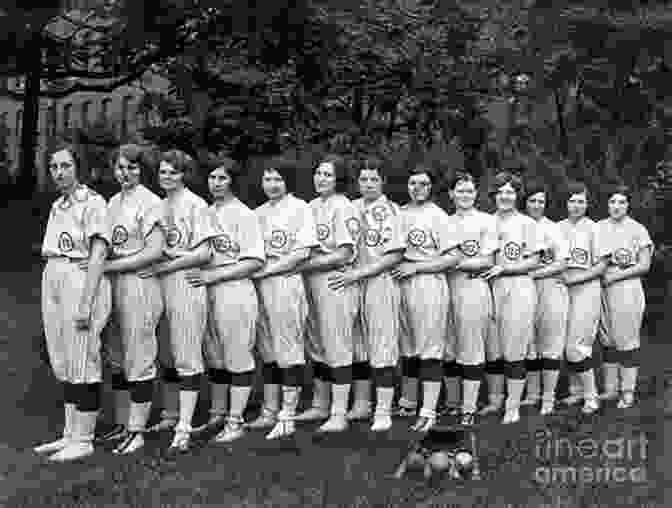 A Black And White Photograph Of An Early Women's Baseball Team, Circa 1900. The Women Are Wearing Baseball Uniforms And Holding Bats. Aniela Ley Is Standing In The Center Of The Front Row. Desperado Who Stole Baseball Aniela Ley