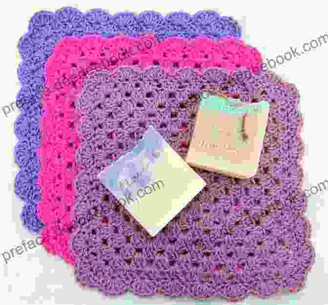 A Granny Square Washcloth In Vibrant Shades Of Pink, Yellow, And Blue. Washcloth Crochet Projects Book: Amazing Ideas And Pattern To Crochet Washcloth